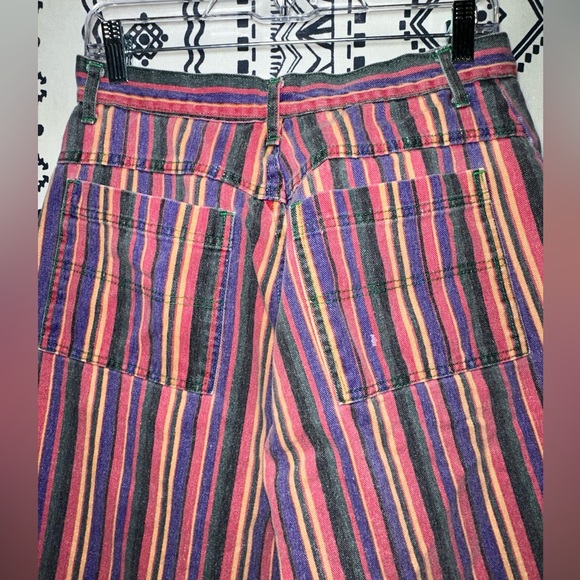 Vintage C’est Toi Faded Multi Colour Striped Jean Shorts M Cotton Made In USA - Picture 5 of 8